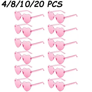 4/8/10/20PCS Heart-Shaped Party Glasses for Women, Fashionable Beach Accessories, Perfect for Weddings, Birthdays, Travel, Bridal Shower, Bachelorette Parties