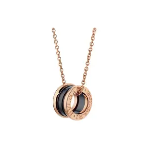 Pre-owned Bvlgari, B.zero1 necklace with 18 kt rose gold chain and an 18 kt rose gold and black ceramic pendant, 38 45cm