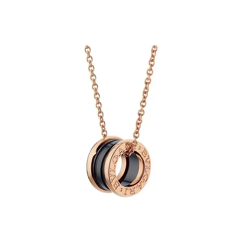 Pre-owned Bvlgari B.zero1 Spiral Necklace 18kt Rose Gold Chain, 18kt Rose Gold & Black Ceramic Pendant(Non Full Set)