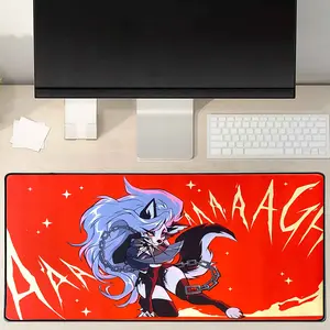Helluva Boss Desk Mat, Loona 'AAAAAGH' Art Keyboard, Cartoon Mouse Pad, Streamer Desk Accessory Gift for Fans, Gamers, XXL Large Mouse Pad, Anti-Slip Big Mousepad with Stitched Edges.