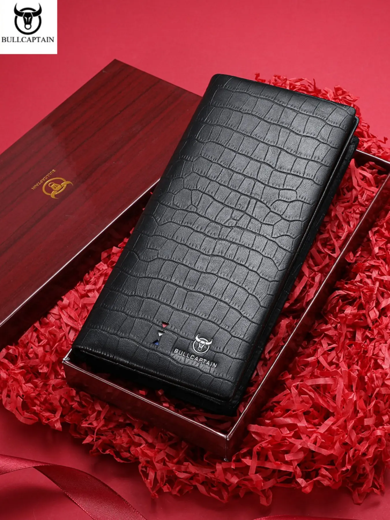 Men's Long Wallet Genuine Leather Fashionable Business Multi-Card Holder Casual Large Capacity Purse, Cow Captain New Arrival 2026, Leather Cowhide Wallet, Genuine Leather Wallets
