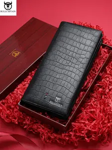 Men's Long Wallet Genuine Leather Fashionable Business Multi-Card Holder Casual Large Capacity Purse, Cow Captain New Arrival 2026