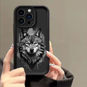 Cool Gray Wolf Head Pattern Matte Phone Case, Suitable for iPhone 17 Air/16 Plus/15 Pro Max/14 Pro/13/12/11/XS Max/X Phone Case, Perfect Christmas Gift for Family, Friends, Lovers, Boyfriend, Girlfriend