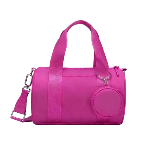 Women's Cute Small Magnetic Nylon Mini Duffel Unisex Bag - Adjustable Detachable Strap, Individual Earphone Pocket, Coin Purse Shoulder Pouch, Zip Closure, Lightweight for Dance, Outdoor Fitness, Gym