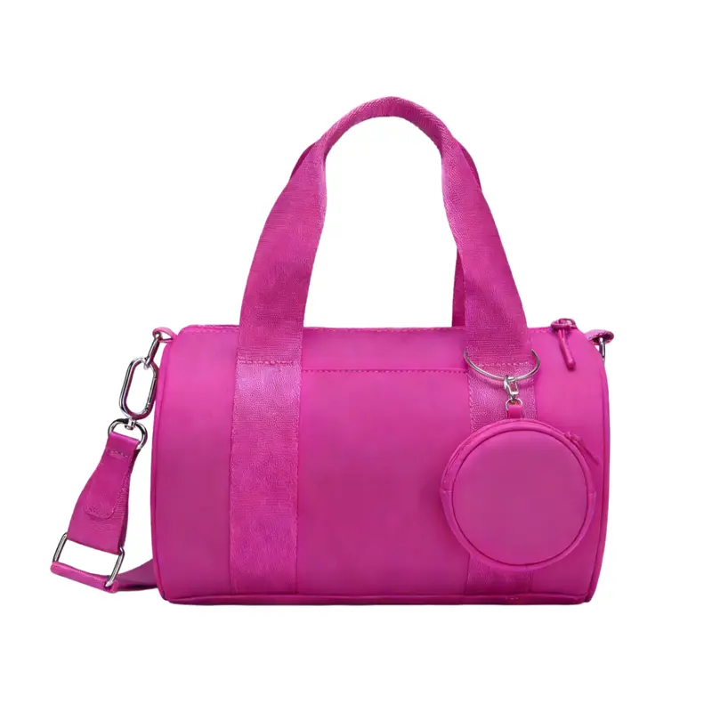 Women's Cute Small Magnetic Nylon Mini Duffel Unisex Bag - Adjustable Detachable Strap, Individual Earphone Pocket, Coin Purse Shoulder Pouch, Zip Closure, Lightweight for Dance, Outdoor Fitness, Gym