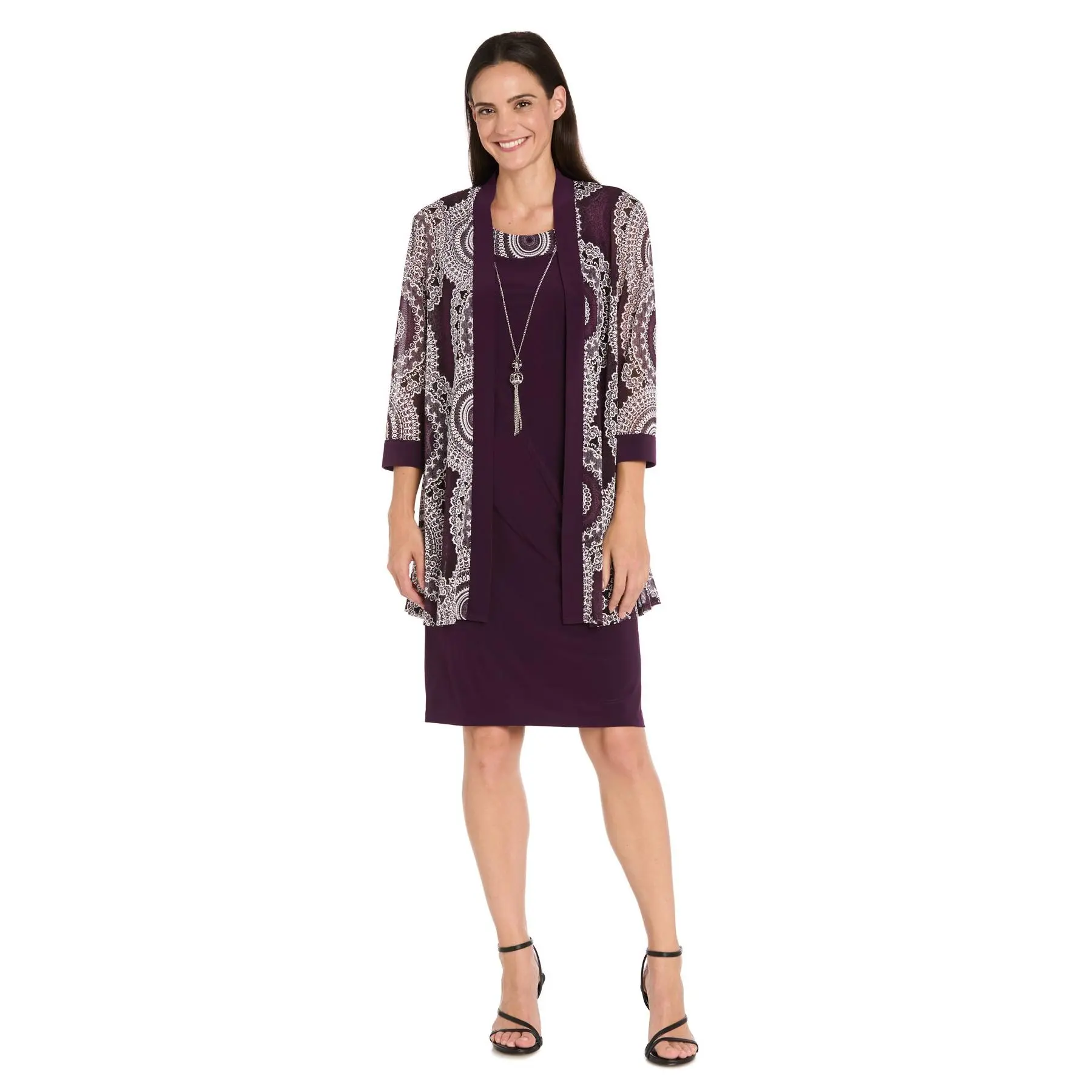 Circular Patterned Jacket Dress - Petite