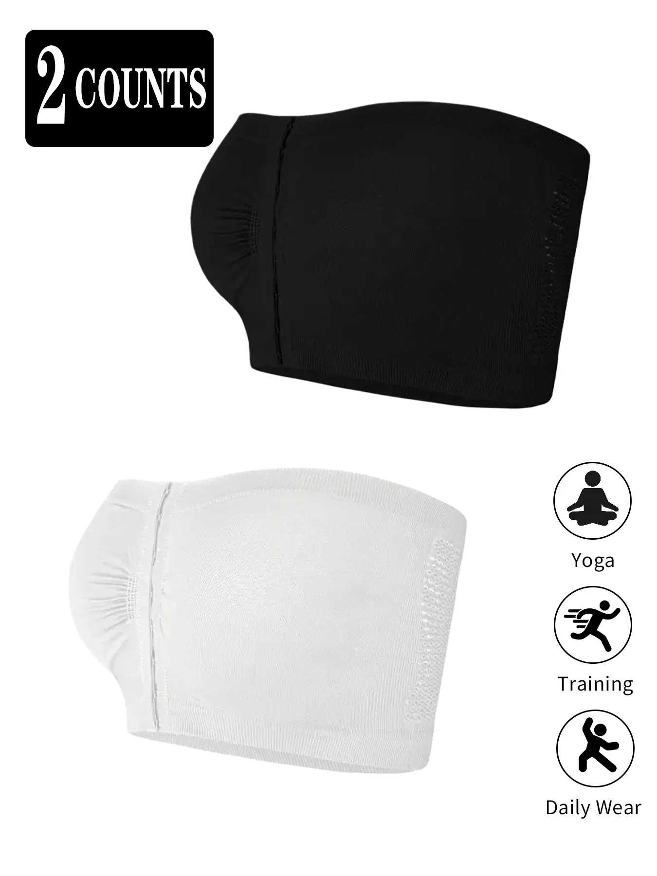 2pcs Women Plus Size Strapless Bandeau Bra Front Hook Closure Push Up Slimming Elegant Shapewear Bra Comfortable Medium Support Underwear