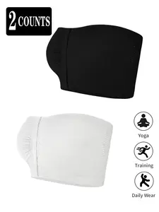 2pcs Women Plus Size Strapless Bandeau Bra Front Hook Closure Push Up Slimming Elegant Shapewear Bra Comfortable Support