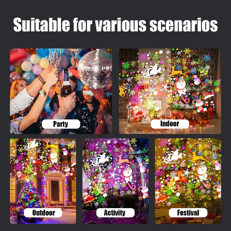 Joytutus LED Christmas Projection Lamp 5V/1A with 16 Patterns USB Powered for Home & Car Use Dynamic Stage Projector for Holiday Party Atmosphere