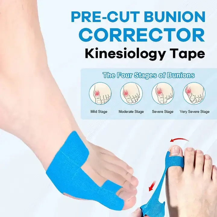 60PCS Pre-Cut Toe Support Tape, Bunion Support Strips, Elastic Breathable Latex-Free Waterproof Adhesive Tape for Toes, One Size Fits Most