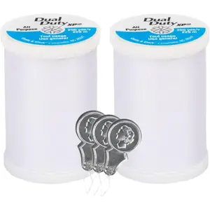 Coats & Clark Dual Duty XP  Purpose Sewing Thread - S910-2 Pack - 500 Yards Total - Bundle with   Threaders (White)