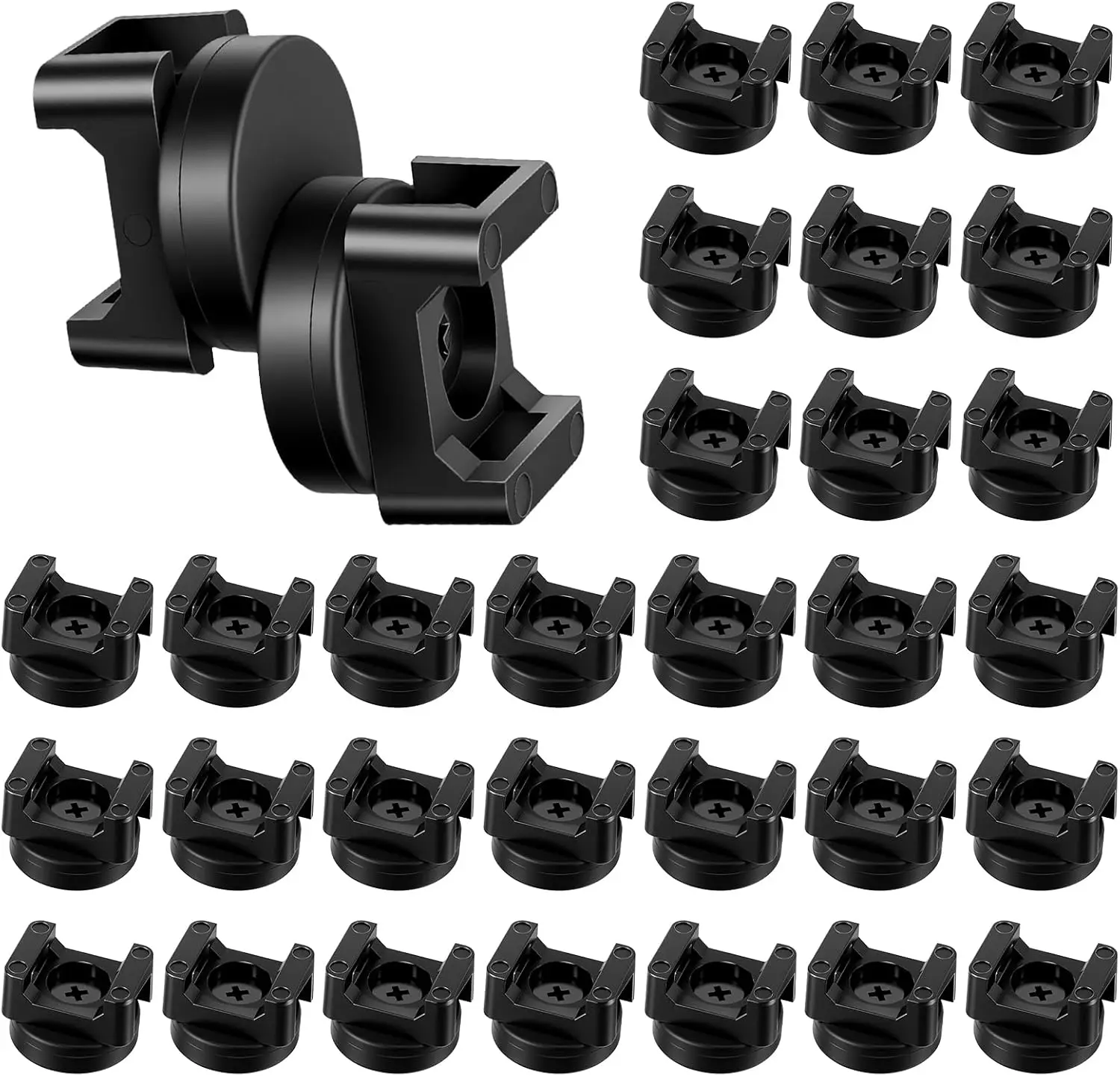 30 Pack Magnetic Zip Tie Mount Base Heavy Duty Magnetic Cable Zip Tie Base, Wire Holder Multipurpose Cable Ties Management Base Wire Clips Management for Home Office Marine Electrical Wiring (22 mm)