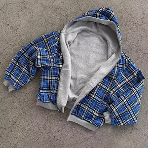 Y2K Retro Plaid Hoodie 90s 2000s Vintage Checkered Jacket Style Black White Beige Brown Tones Oversized Fit Machine Washable Casual Outerwear for All Season Layering Menswear Long Sleeve Tops