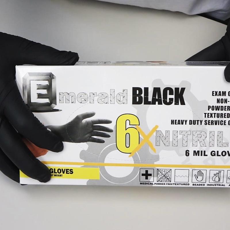 Black 6X Powder Free 6-MIL Nitrile Disposable Gloves box of 100 gloves for Cleaning, mechanic, Black Color, Suitable for Various Cleaning Tasks
