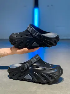 Men's Outdoor Sports Spring Summer New Hole Shoes Coconut Shoe Slippers Height Increasing Fashion Trend Thick Sole Anti-Slip Wear-Resistant