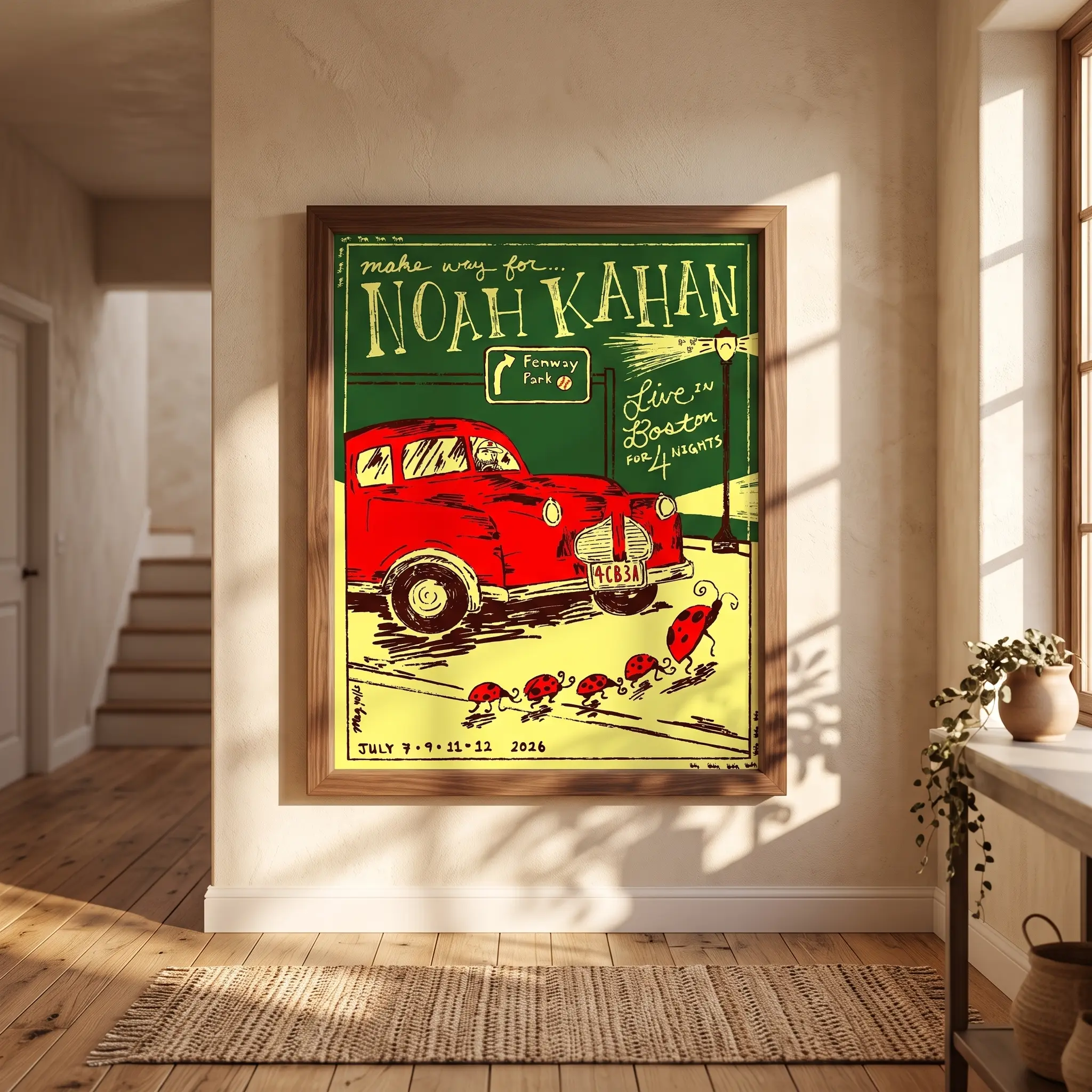 Noah Kahan Boston Poster, Live Show Poster, Fenway Park July 2026 Wall Art Print, Vintage Music Room Decor