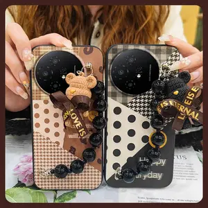 Skin-friendly feel Cartoon Phone Case For TCL 50 Nxtpaper 5G/50Pro Nxtpaper 5G cute Waterproof silicone Black pearl pendant Back Cover soft case Dirt-resistant Bear bracelet