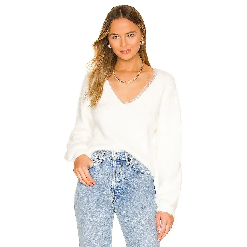 Lovers and Friends Malia V Neck Sweater in Ivory