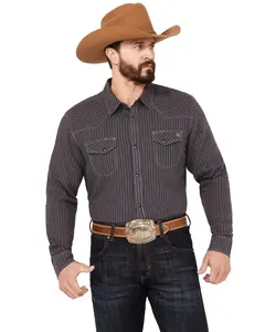 Blue Ranchwear Men's Laramie Striped Long Sleeve Western Snap Shirt - Brsu23w57-Dkblu