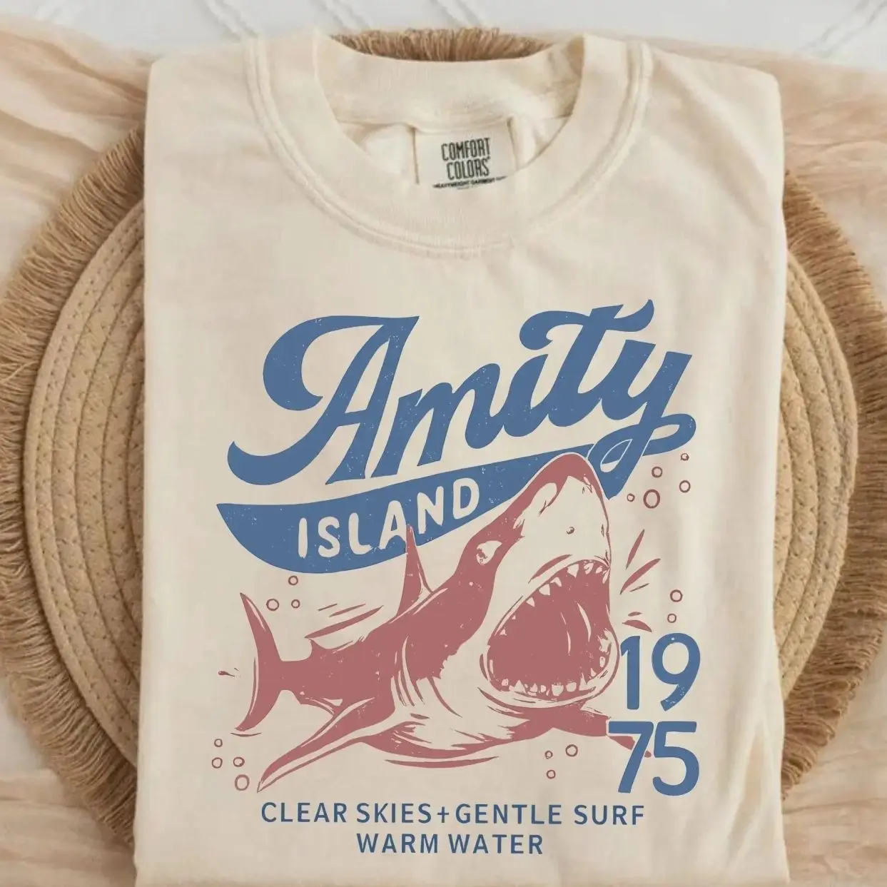 Comfort Colors Jaws Amity Island 1975 Unisex Tee, Movie Inspired Gift, Cotton T-shirt for Film Buffs, Comfort Colors Graphic Tee, Casual Outfit, Vintage Wash Shirt, Oversized Women’s Outfit, Apr14