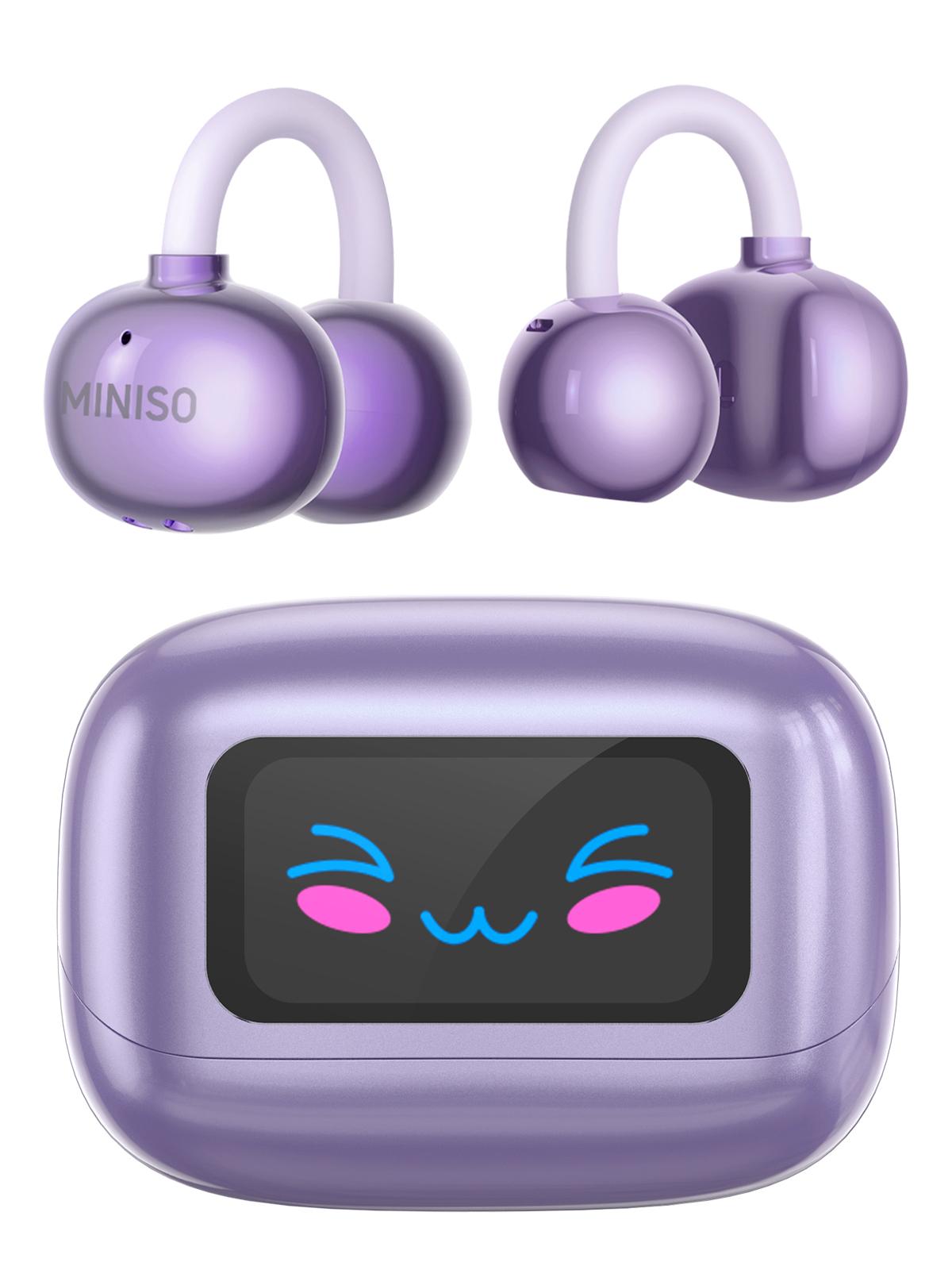 MINISO Bluetooth earphones: 1.5H fast charging+60H ultra long total battery life, real-time display of charging case/earphone battery level, only charged once a week for commuting/sports/business trips!
