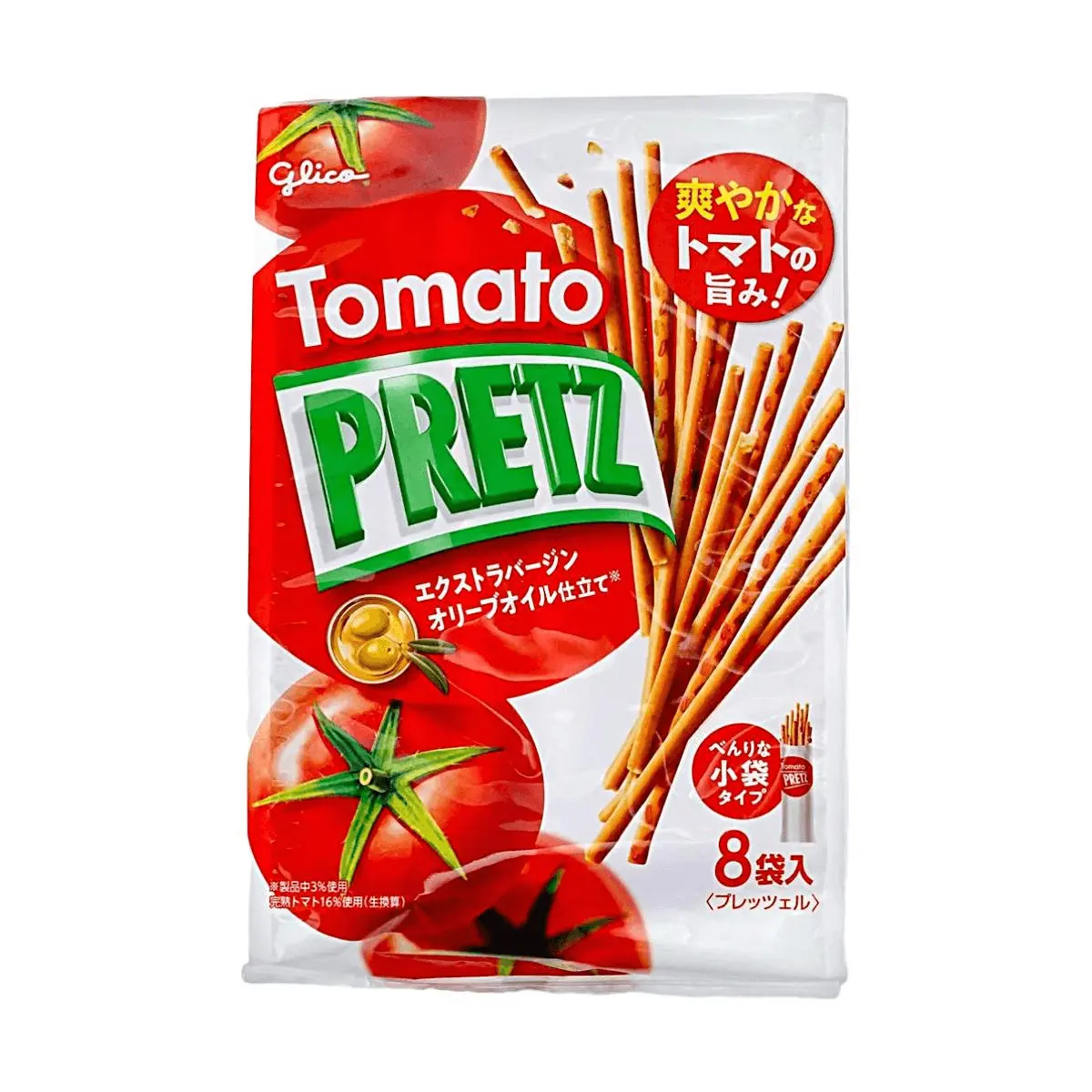 Glico Japan Pocky Tomato Flavor Snack Sticks 8 Packs 112g - Crispy Biscuit Sticks for Snacking