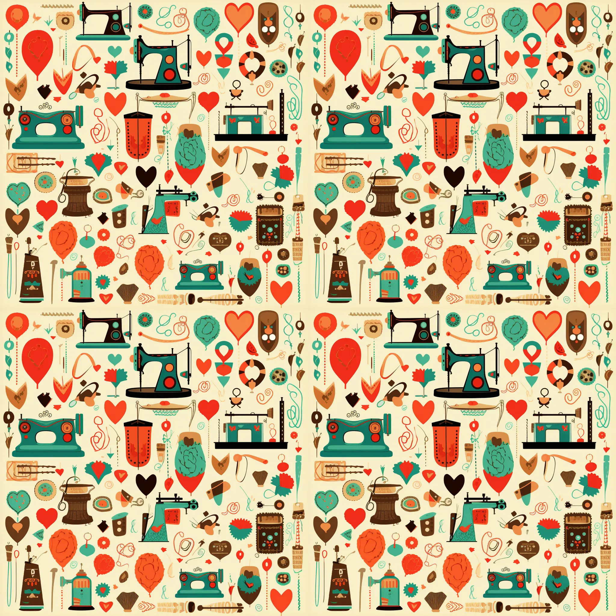 Vintage Sewing Machines Pattern 2 Quilting Cotton Fabric