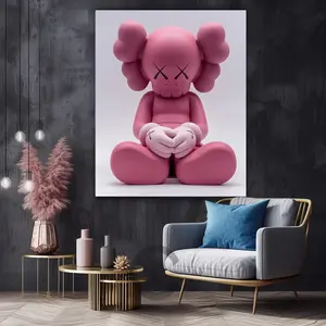 Pink Kaws Hypebeast Decorative Poster Pink KAWS Art Print, Kaws Figure Wall Art, No Frame