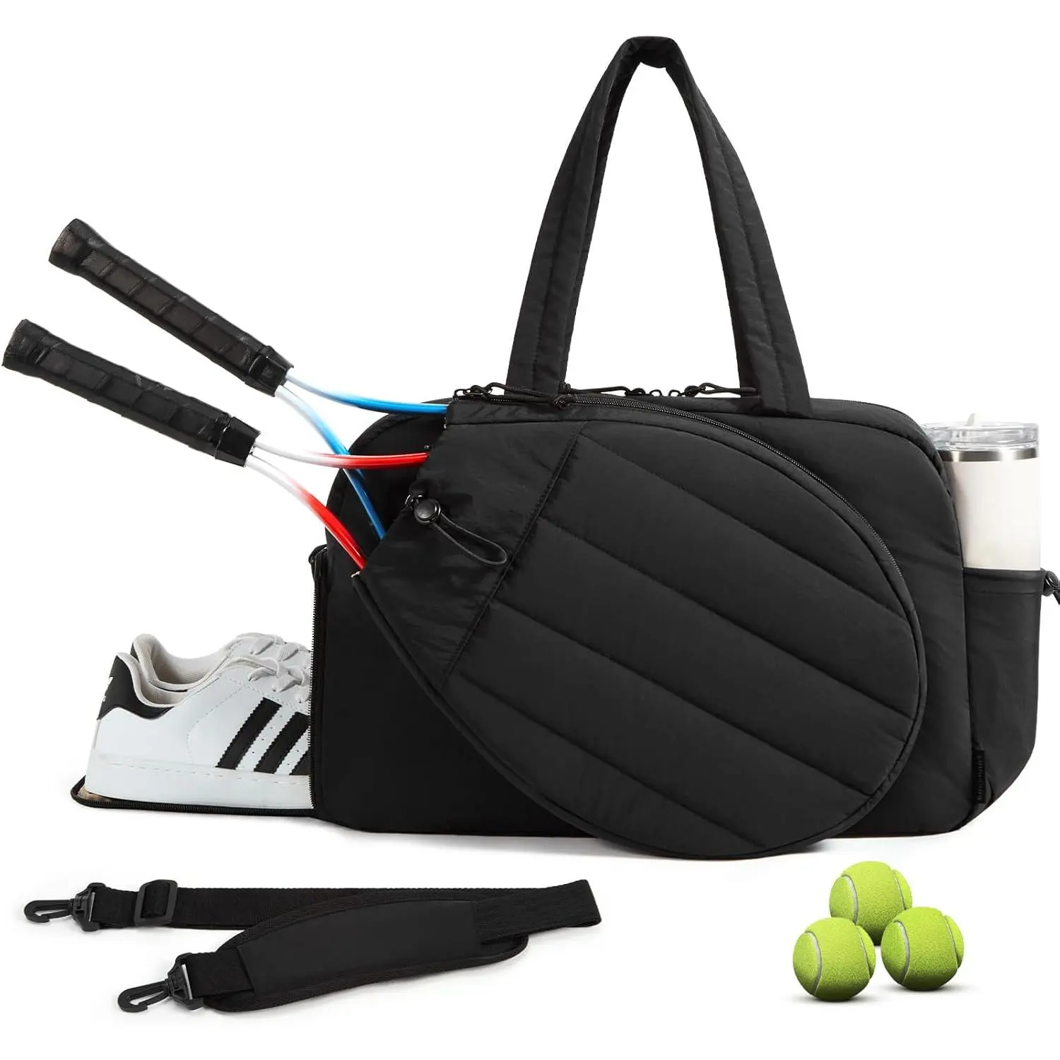 Women's Tennis Gym Backpack - Functional, Roomy Fit, 2 Racket Holders, Shoe Compartment, 15.6" Laptop Slot, Court Carry for Off-Work & Overnight Weekend Use