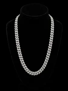 12MM 14K White Gold Plated Iced Out Cuban Link Chain – CZ Brass Necklace