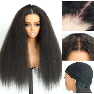 Wear and Go Glueless Kinky Straight Wig Skinlike Real HD Lace Natural Hairline Ultra-thin 6*4 HD Lace Pre Plucked Pre Cut Tiny Knots 220% Density