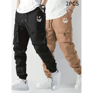 Men's Teenage Workwear Jogging Pants -Youth and child work pants Trendy Streetwear, Drawstring Waistband, Multiple Pockets, Comfortable Casual Bottoms, Suitable for Daily Wear All Seasons