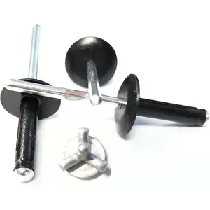 Black Exploding Pop Rivets 3/16" Tri-Fold Large Head Aluminum Mandrel .040 - .354 Grip Range Fastener