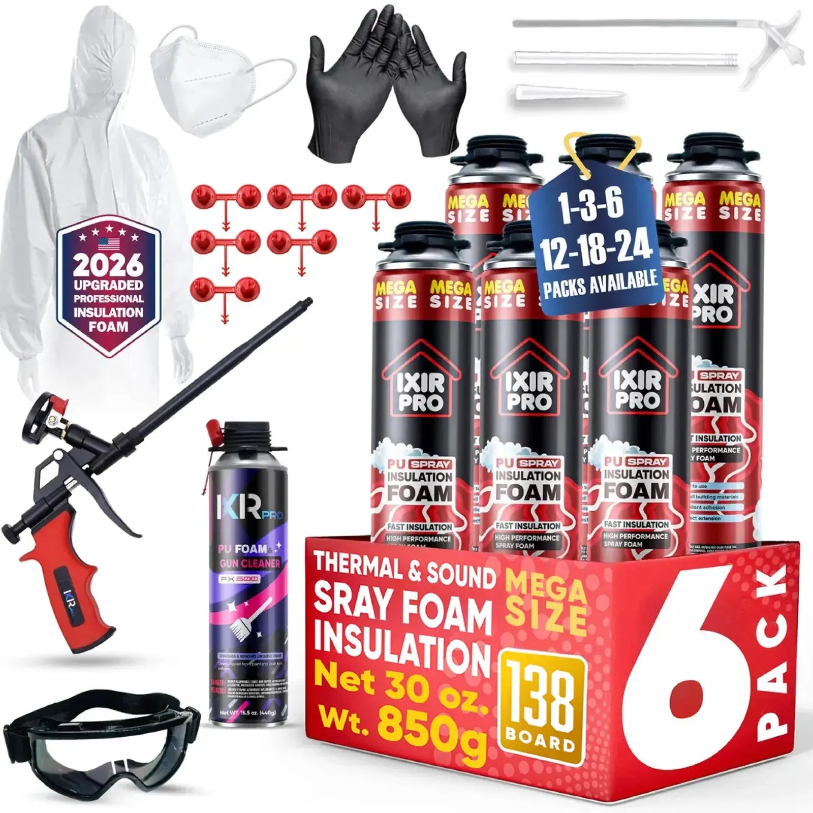 Mega Spray Foam Kit - 30oz Complete DIY Insulation | IxirPro