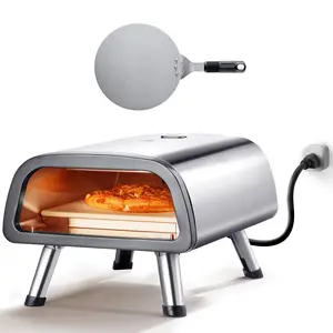 VEVOR 12 Electric Pizza Oven Countertop, Stainless Steel Pizza Maker Machine with Pizza Stone and Spatula, Heats up to 850F, Multipurpose Indoor Outdoor Pizza Cooker for Restaurant Home Camping