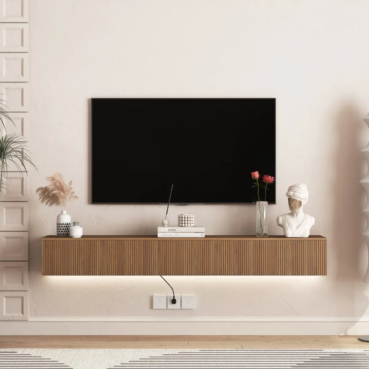 Floating TV Stand Wall Mounted with 16 Color LEDs,69" Modern TV Stand, Floating TV Cabinet Entertainment Center for 55 60 65 Inch TV