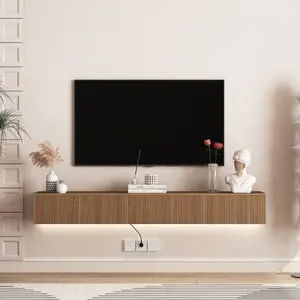 Floating TV Stand Wall Mounted with 16 Color LEDs,69" Modern TV Stand, Floating TV Cabinet Entertainment Center for 55 60 65 Inch TV