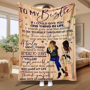 Bestie Letter Pattern Blanket, 1 Count Soft And Comfortable Air-Conditioned Room Throw, Warm Nap Blanket For Home, Office, Outdoor Camping