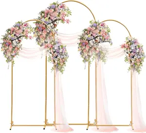 Wedding Arch Backdrop Stand Set of 3, Gold Arch Backdrop Stand 7.2FT & 6FT & 6FT Arched Backdrop Frame for Wedding,, Baby Shower Decoration, Graduation Decoration