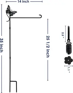 Garden Flag Stand Holder, Premium Yard Flag Holder with Butterfly, Weather-Proof Metal Powder-Coated Flagpole for Fall Garden Flag, Halloween Garden Flag, Outdoor Garden Decor Decoration