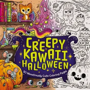 Creepy Kawaii Halloween: 50 Monstrously Cute Coloring Pages by Editors of Cider Mill Press [Paperback Book]