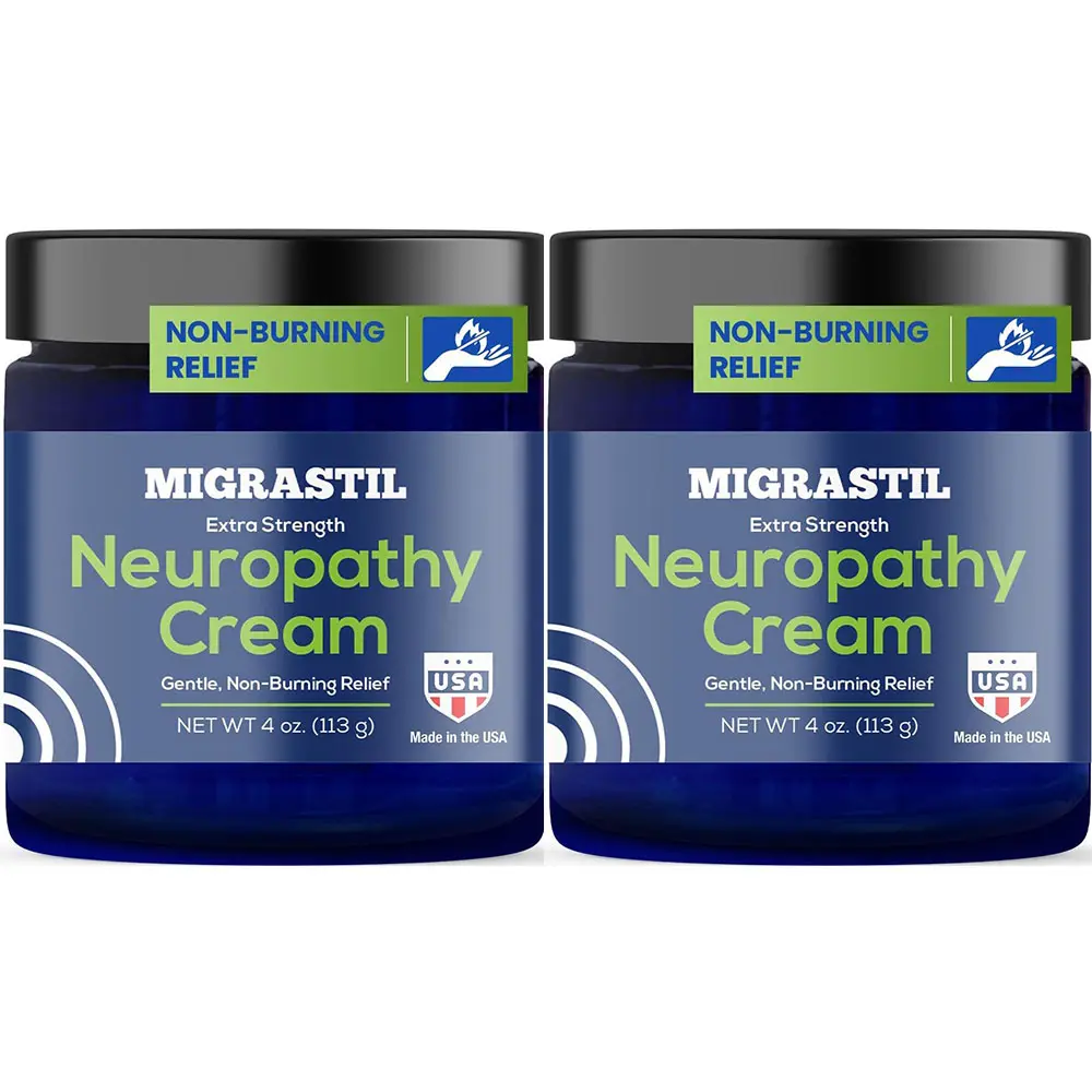 2 Pack Migrastil Neuropathy Cream - Soothing Cream for Feet, Legs, Hands, Etc. Aloe Shea Butter Gentle Clove Moisturizing Body Care Daily
