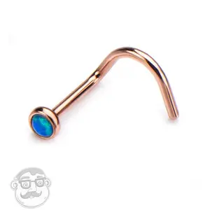20G Blue Opalite Rose Gold PVD Nosescrew