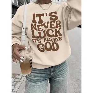 Women'sLetterPrintRoundNeckPullover,FashionCasualCrewNeckSweatshirtforDailyHolidayOutdoorWear,WomenClothingforFall&Winter