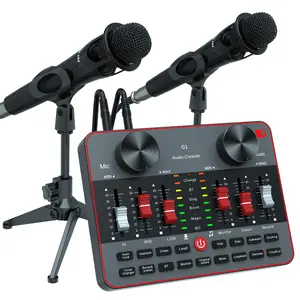 2-Microphone Podcast Bundle – Professional Audio Gear for Streaming, Recording, Gaming, Studio, Multicolor Smartphone Remote, Radio, Electronic Plug