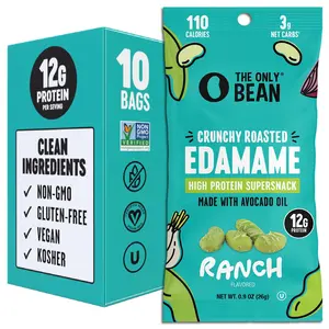 Crunchy Ranch Roasted Edamame High Protein Plant Based Snack 11g Protein Low Carb Keto Friendly Gluten Free Vegan Savory Healthy On The Go Snack Pack 0.9oz 10 Count