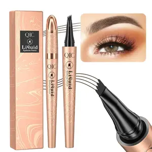 QIC Magic 4-Tip Eyebrow Pencil, Upgraded 3D Long-Lasting, Waterproof, Microblading Eye brow Pencil, Eyebrowtint, Creating Natural Looking Brows, Brow Makeup Tool Flawless Cosmetic For Women Daily Use and Gift Light Brown