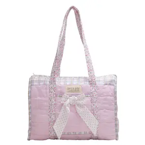 Zippered Hand Bag with Bow, Pretty in Pink