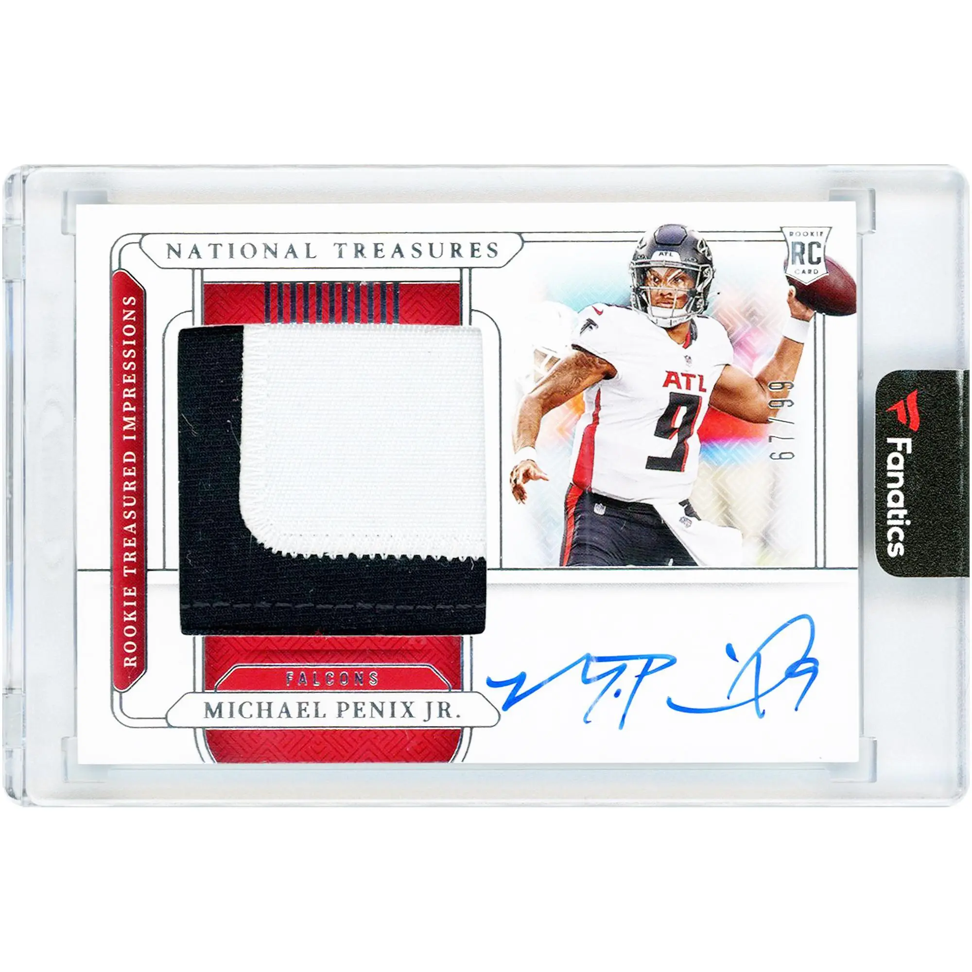 Michael Penix Jr. Atlanta Falcons Autographed 2024 Panini National Treasures 2 Color Jumbo Relic #RTI-MPJ #67/99 Rookie Card - Fanatics Authentic Certified