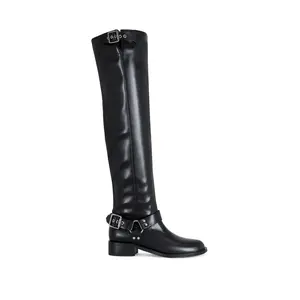 XALIIMA-BLACK OVER THE KNEE MOTO BOOT